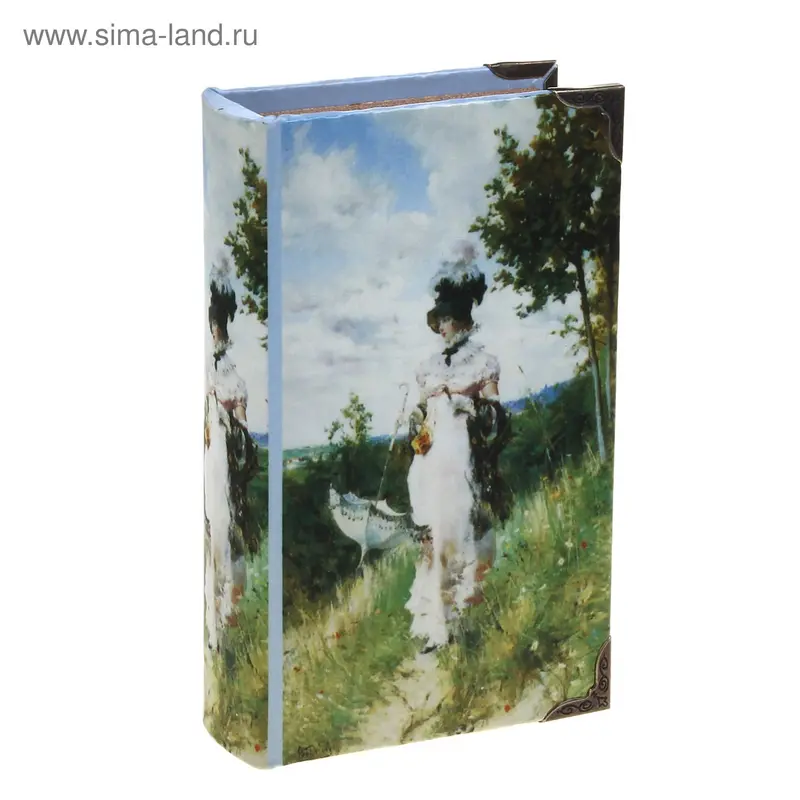 Сейф-книга дерево "Прогулка по парку" шёлк 17х11х5 см