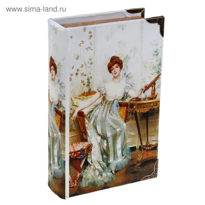 Шкатулка-книга дерево "Девушка в гостиной" 21х13х5 см