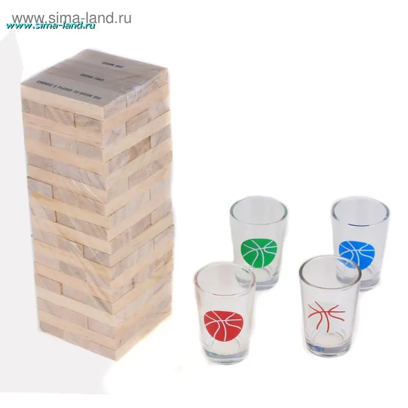 Падающая башня, 4 рюмки, 21х19 см
