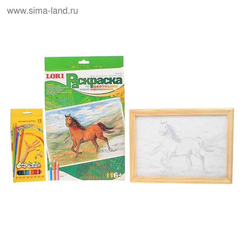 Раскраска карандашами по кальке "Конь"