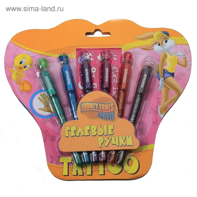 Ручки гелевые для ТАТУ Looney Tunes, 6 цв