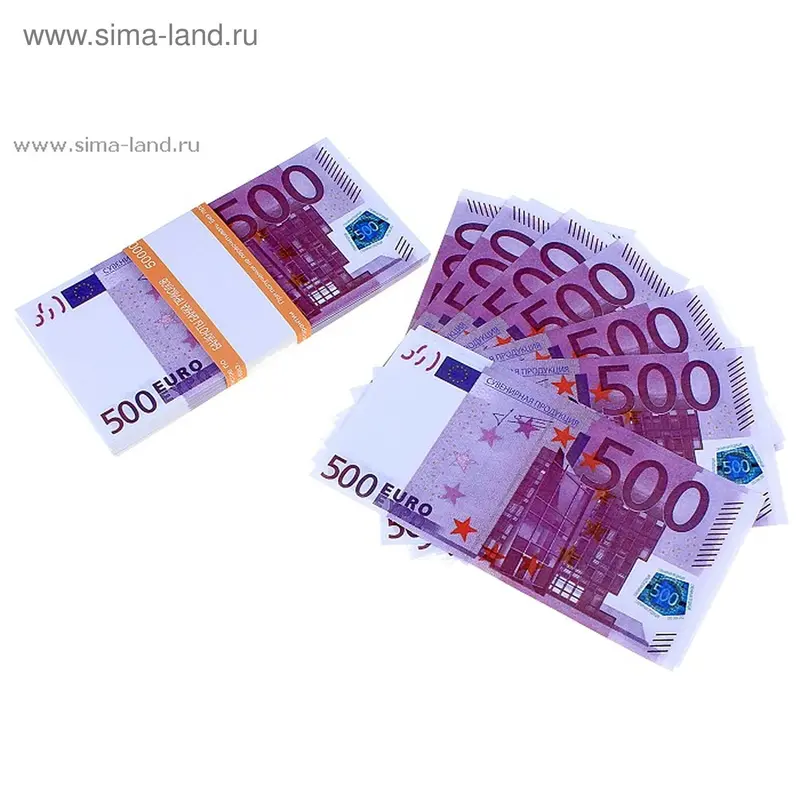 бумага для заметок пачка денег 500евро 15*7,5*1 см ПР032