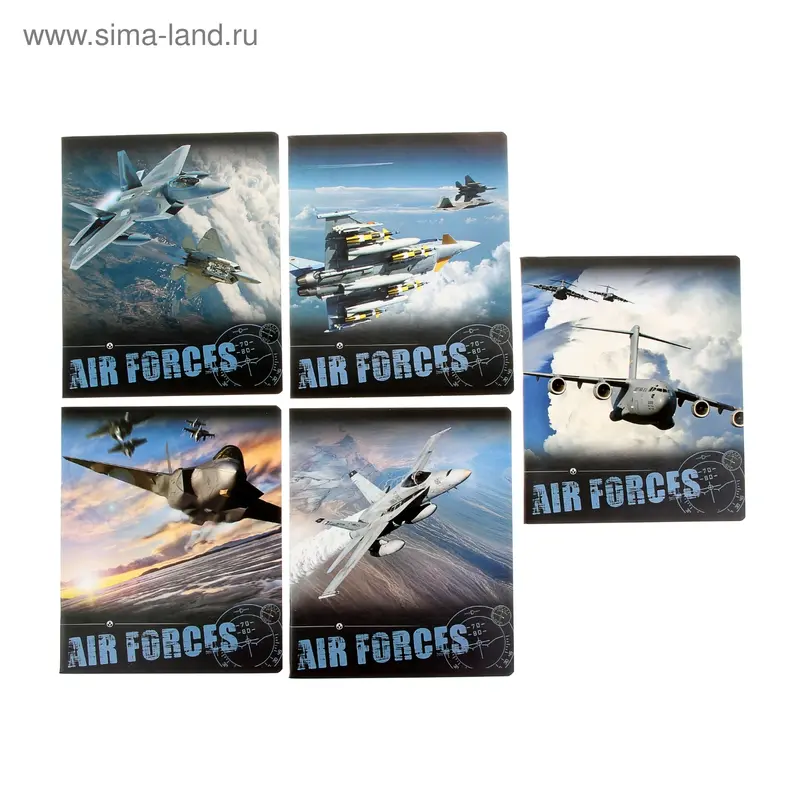 Тетрадь 48 листов клетка Air Forces, УФ-лак, 5 видов МИКС