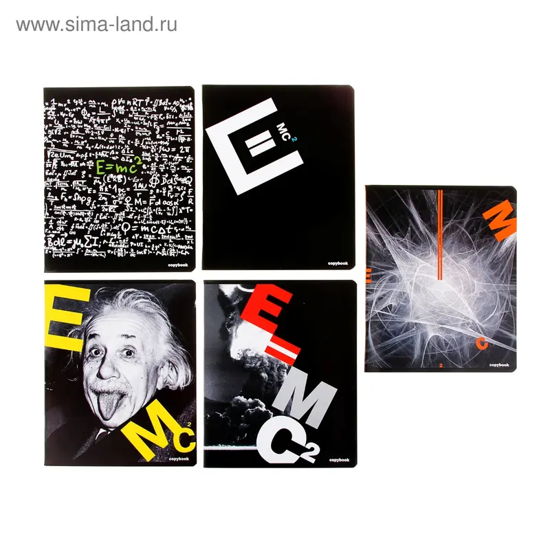 Тетрадь 48 листов клетка E=mc2, 5 видов МИКС