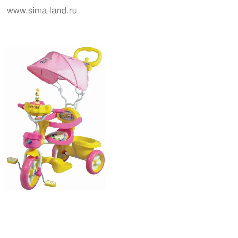 велосипед 3х кол. Ну, погоди! кол.14"/12",упр.руч.с внутр.тягой,2корз.,сид.,музык.ПВХ Волк Т54048