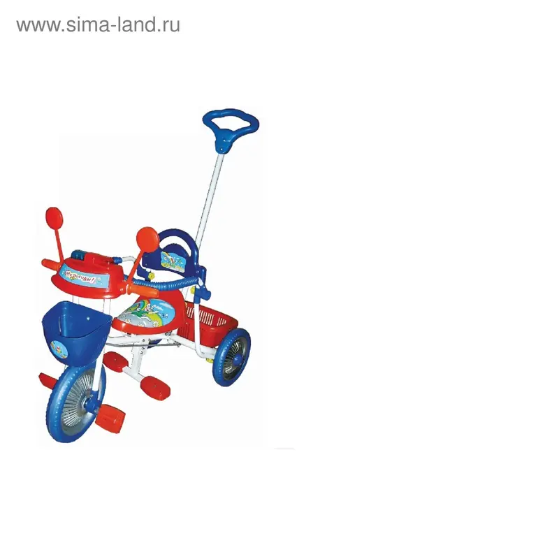 велосипед 3х кол., Ну погоди кол.10"/8", упр.руч,подн,страх.обод,2корз.,муз.,красн- син Т54027