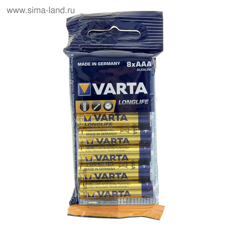 Батарейка алкалиновая Varta LONGLIFE AAA набор 8 шт