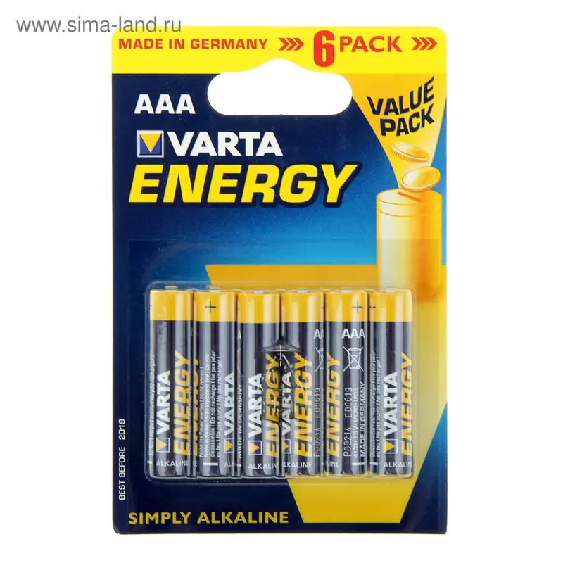 Батарейка алкалиновая Varta ENERGY AAA набор 6 шт