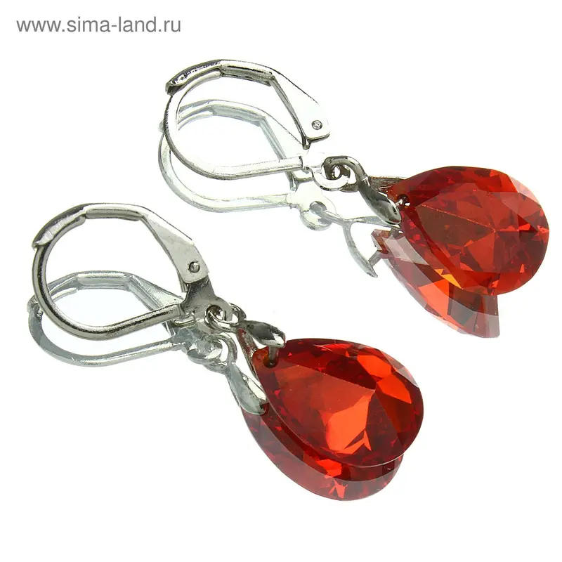 Серьги со стразами «Циркон» капля, розовые
