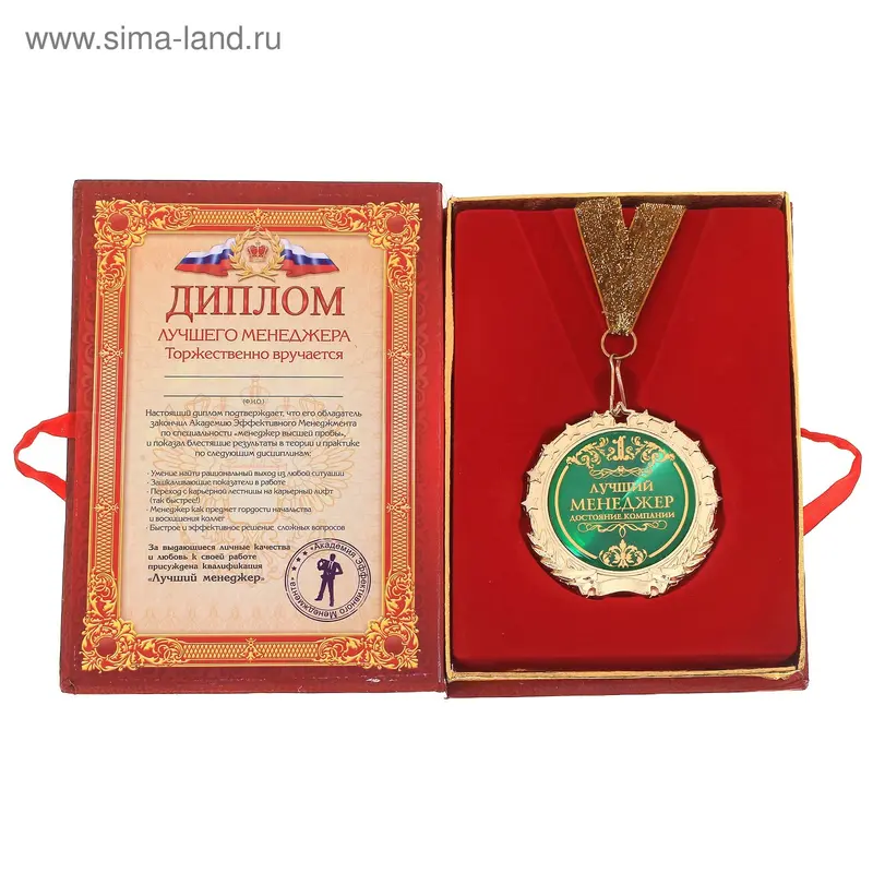 Диплом с Медалью "Лучший менеджер"