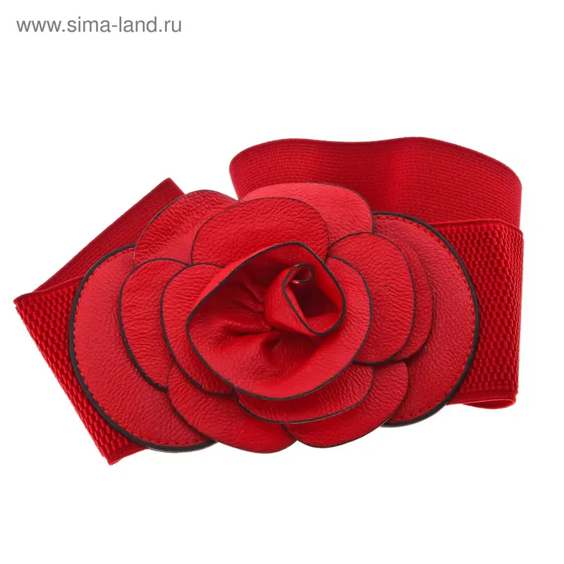 Ремень жен 13-06-09-08, 7,0*60 см, резинка, красная роза