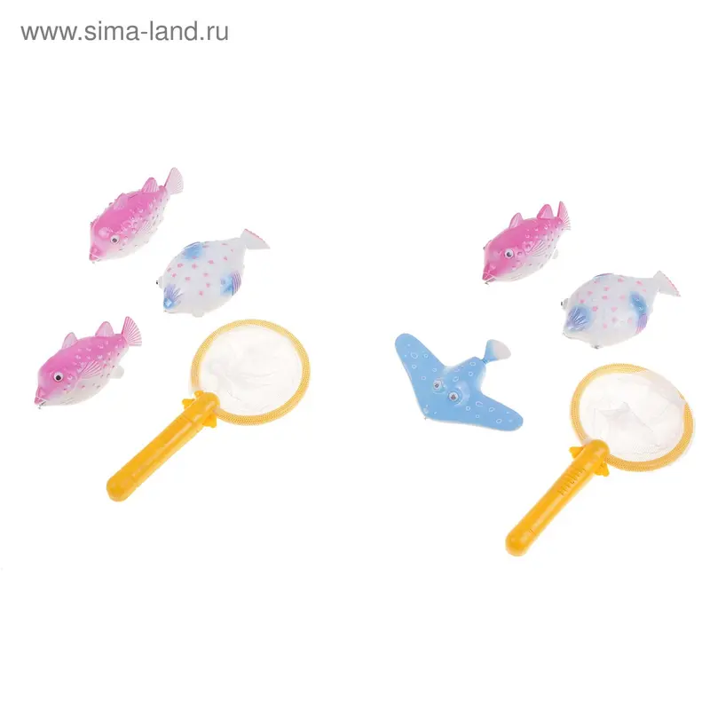 Рыбалка с сачком "Морские животные" (набор 3 шт), МИКС