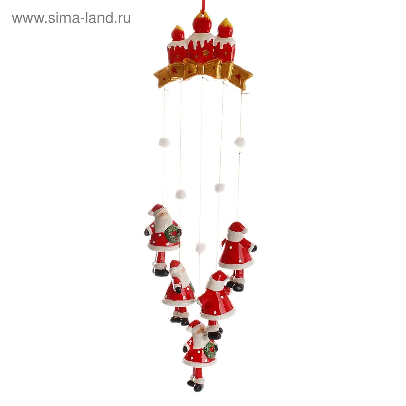 керамика музыка ветра дед Мороз со свечками 54*15 см