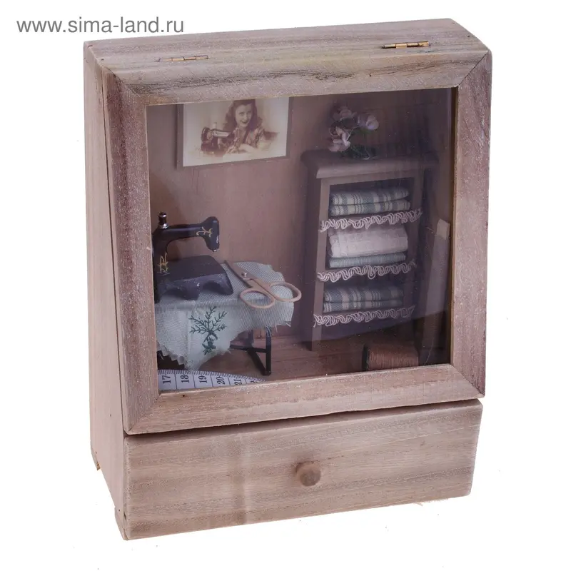 шкатулка дерево ателье 1 ящик 25*20*10 см