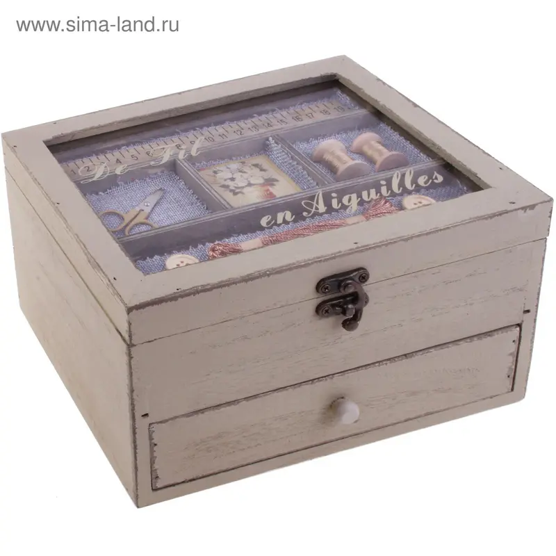 шкатулка дерево белошвейка 1 ящик 24*14*18 см