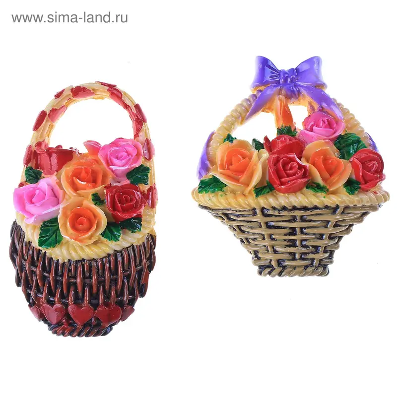 Магнит "Корзина цветов" 8,5×7 см