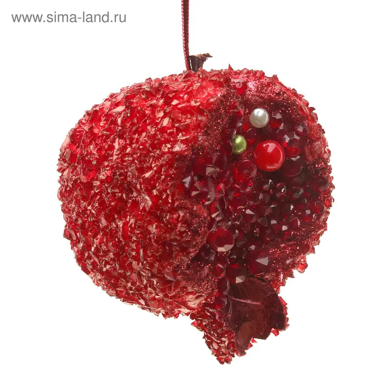 украшение гранат 8 см красный капля