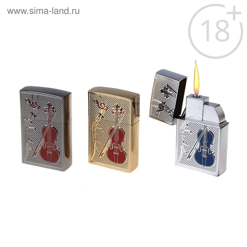 Зажигалка "Скрипка" пьезо, газ, МИКС