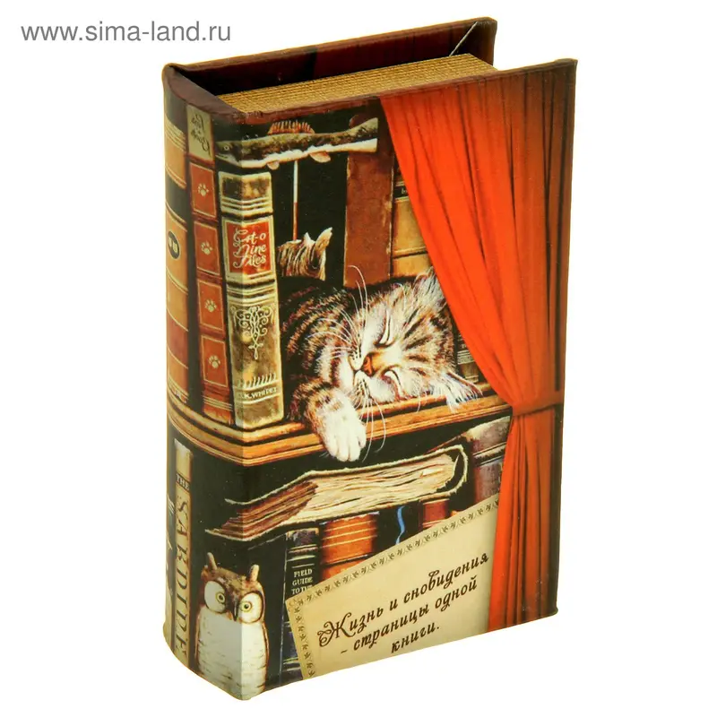 Шкатулка книга "Спящий котёнок" 17х11х5 см
