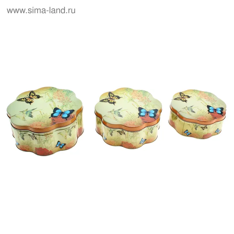 Шкатулка "Бабочки" набор 3 шт 19,5х19,5х8,5 см