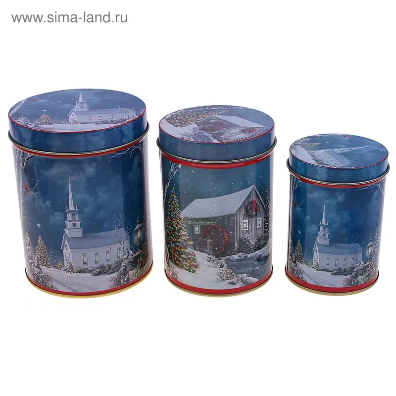 шкатулка металл (набор 3 шт) Зимушка-зима 10,5*14 см