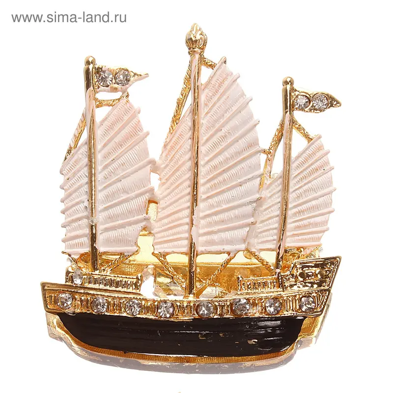 Брошь «Корабль» паруса металлическая