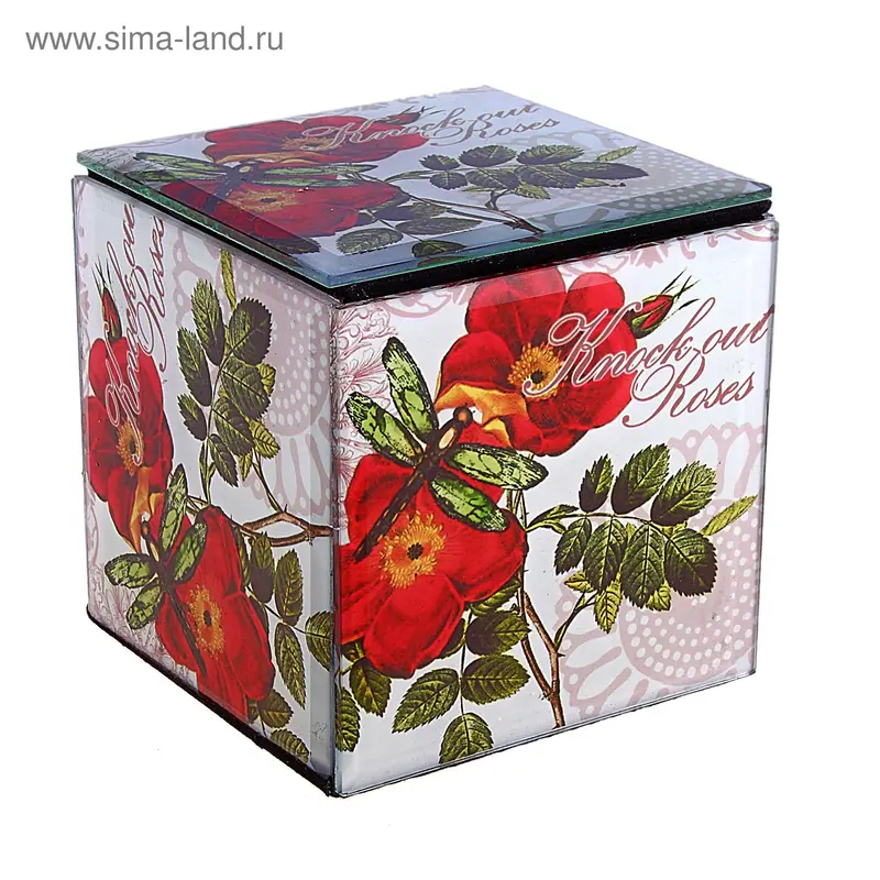 шкатулка стекло розы 11*11*11,5 см