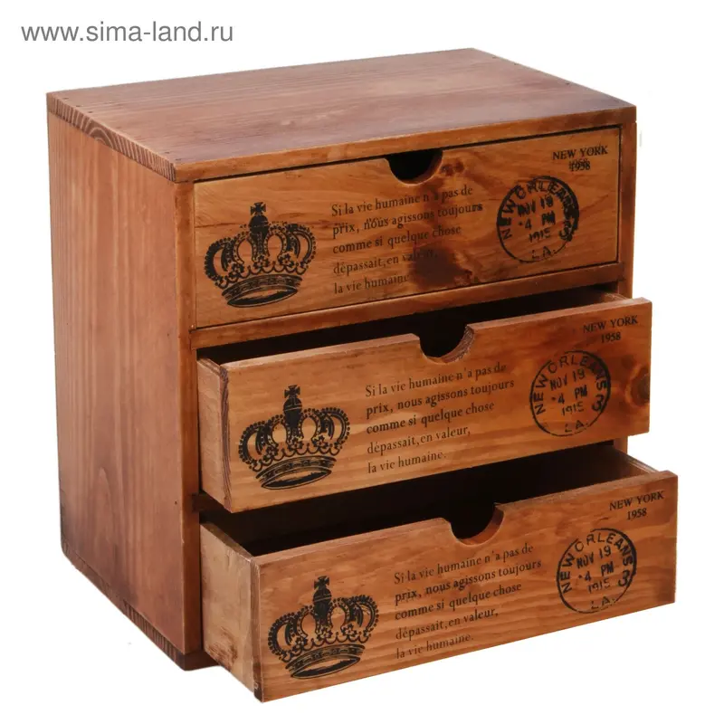 шкатулка дерево имперская 3 ящика 24*16*24 см