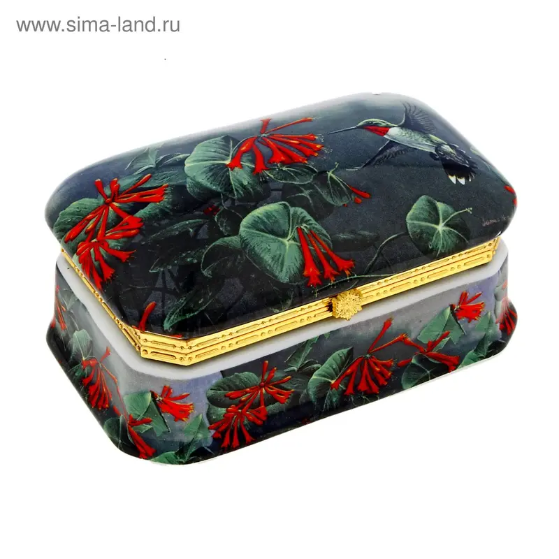 Шкатулка прямоугольная "Колибри" 12х7,5х6 см