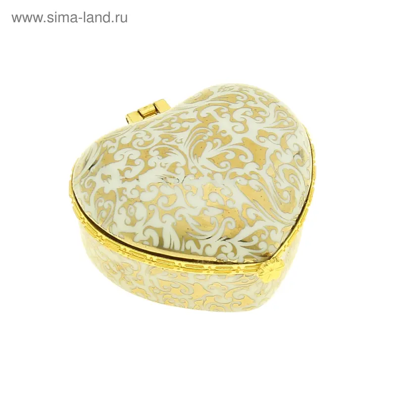 Шкатулка сердце "Золотой узор" 6х6,5х3,5 см