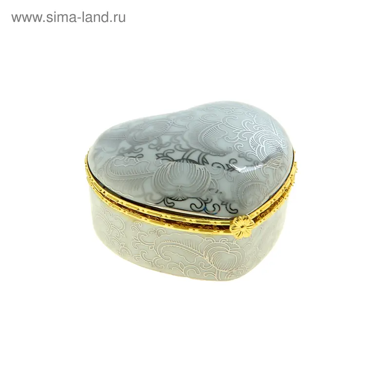 Шкатулка сердце "Золотой узор" 6х6,5х3,5 см