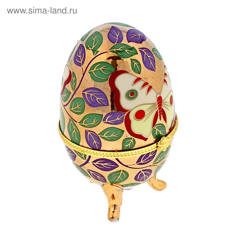 шкатулка керамика яйцо бабочка на золоте 10*6 см