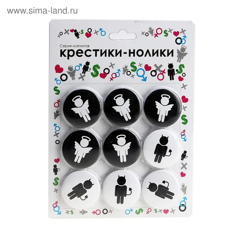 Набор магнитов "Крестики-нолики. Ангел vs Чёртик"