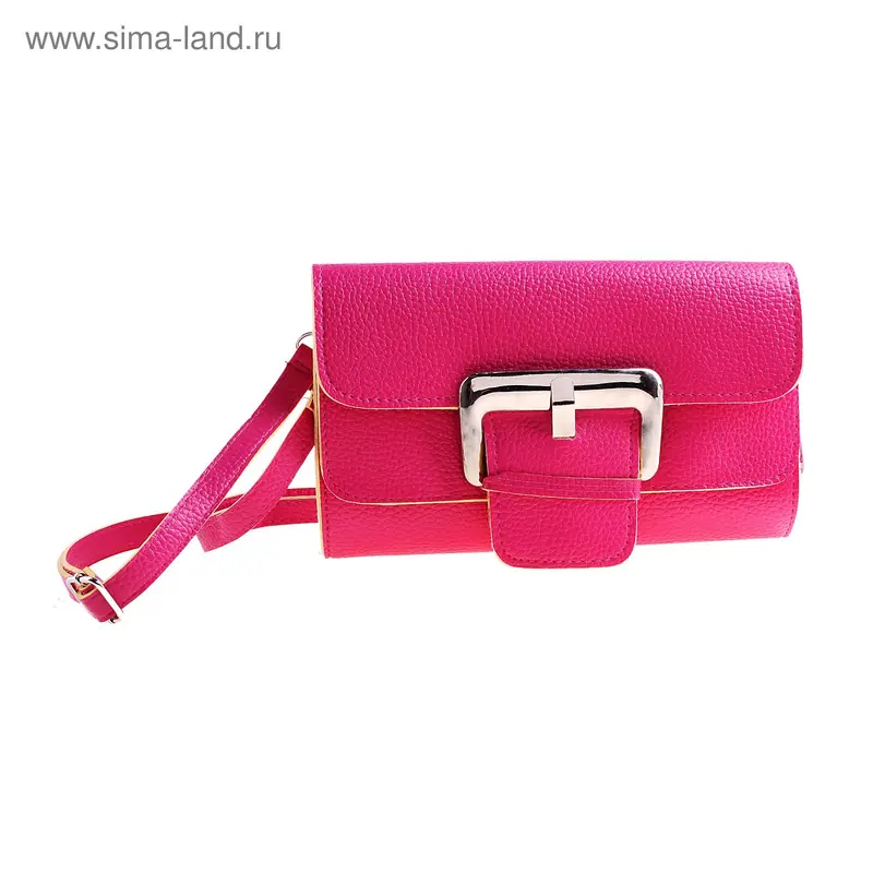 Клатч 24*15*3см, 5 отд, ручка, дл ремень, малиновый