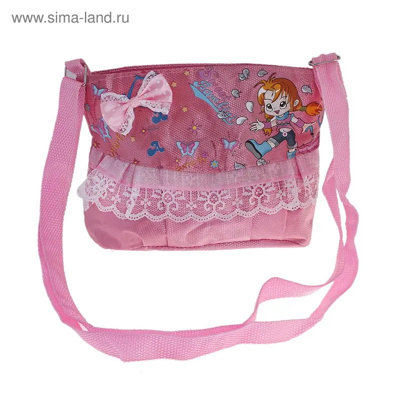 сумочка детская Девочка кружева 20*14*6см, на молнии, регул ручка