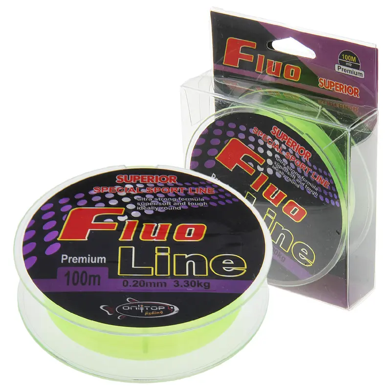 Леска капрон Fluo Line жёлтая, d=0,2 мм, 100 м, 3,3 кг