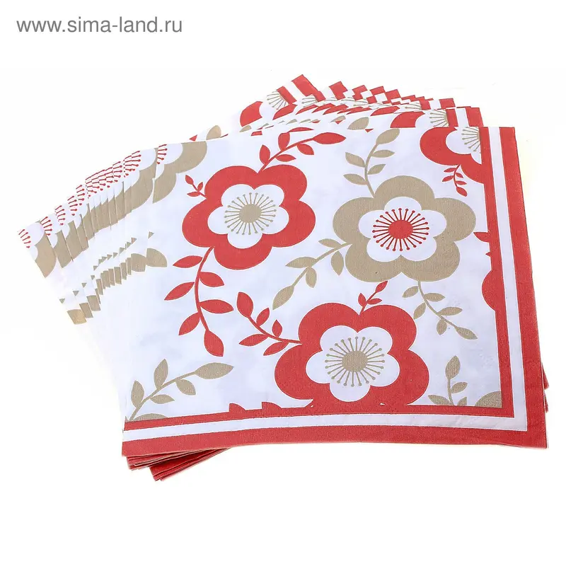 Салфетки бумажные (набор 20 шт.) 33×33 см Цветочки