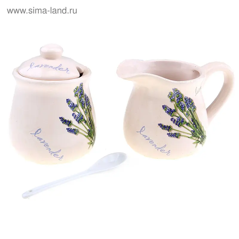 набор сахарница с ложкой + сливочник