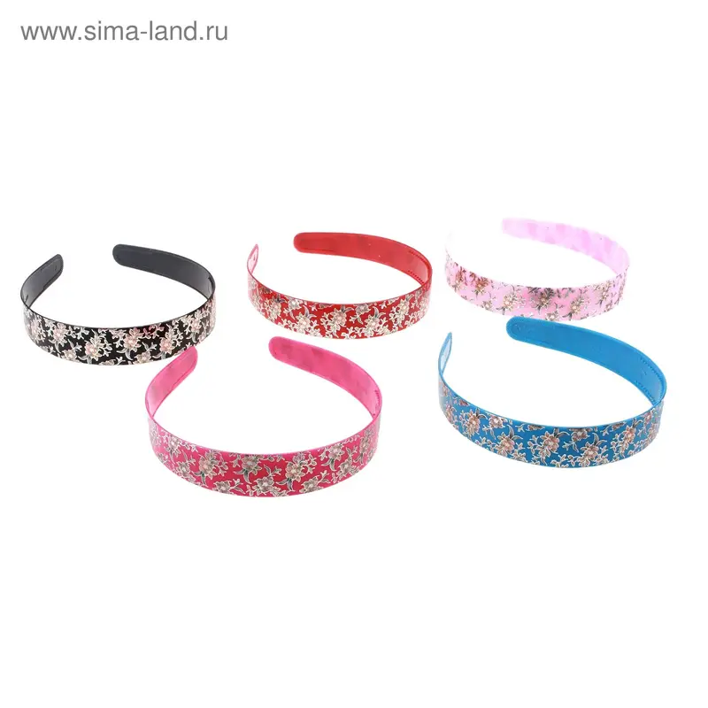 ободок для волос пластик цветы блеск 2,5 см