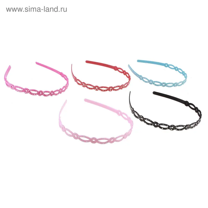 ободок для волос пластик кольца ассорти 0,5 см