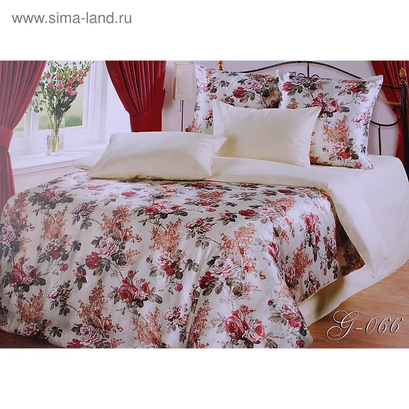 Постельное белье Дуэт шелк жатый/сатин G - 066 (подод. (2 шт.) 210*145 см, прост. 220*240 см, 4 нав - 70*70, 50