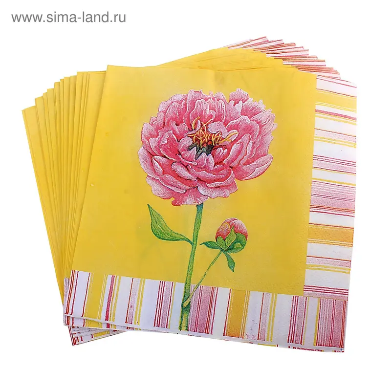 Салфетки бумажные (набор 20 шт.) 33×33 см Пионы