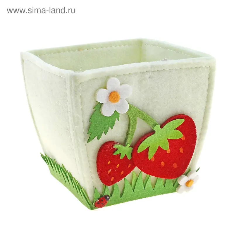 кашпо войлок клубника 11*11*11 см