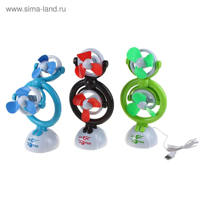 Usb вентилятор S323 “С двумя вентиляторами ”, 27*10, Пластик микс, USB, батарейки