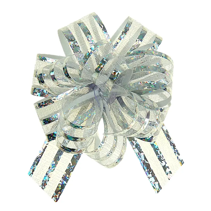 Бант-шар №1,5 "Полоски", цвет серебро