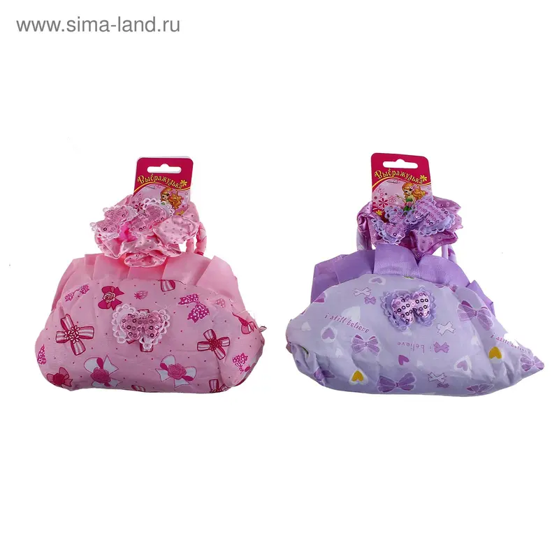 набор для девочек Модница(сумочка,3резинки) 16*18*5см микс