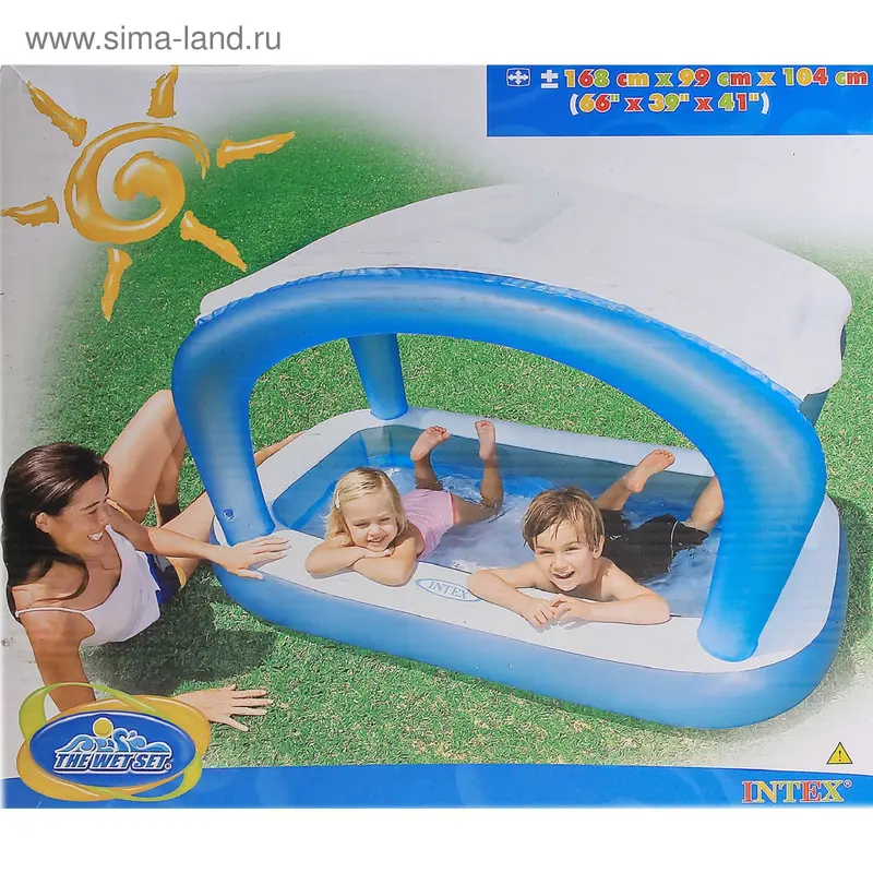 Бассейн надувной Корабль с крышей, 168х99х104 см