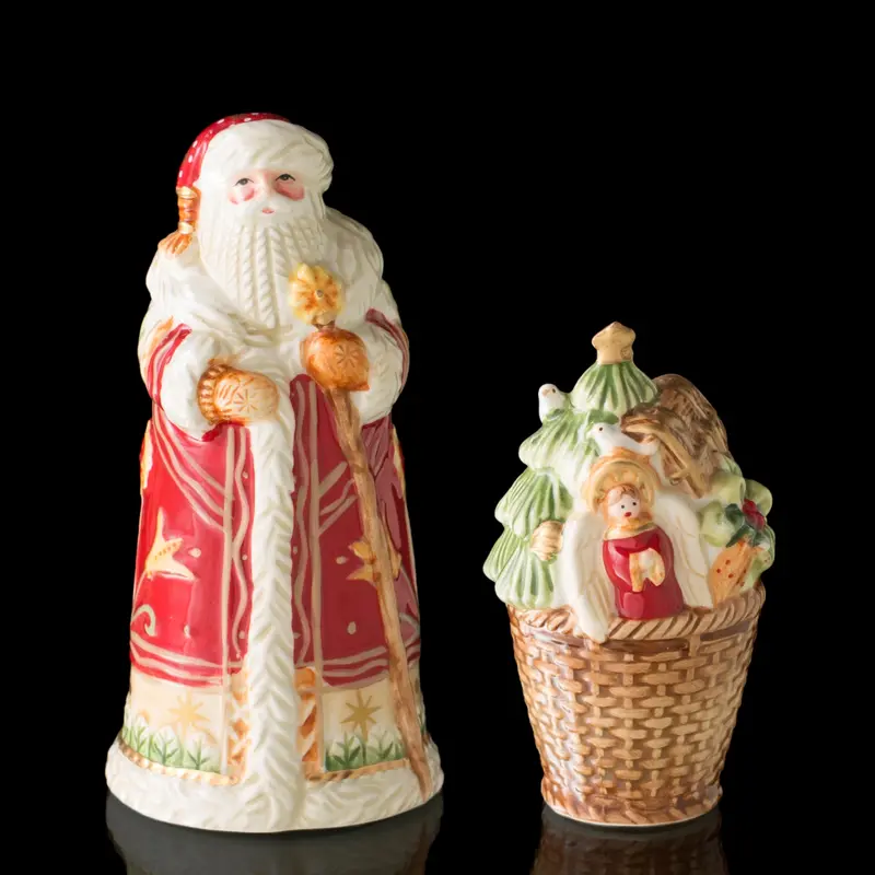 набор для специй "Новый год" (соль, перец) ручной работы, керамика, 12см