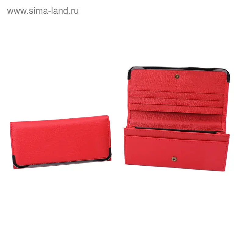 Кошелёк жен 04-01-01, 19*1,5*9см, 3 отд на клапане, д/кред, красный