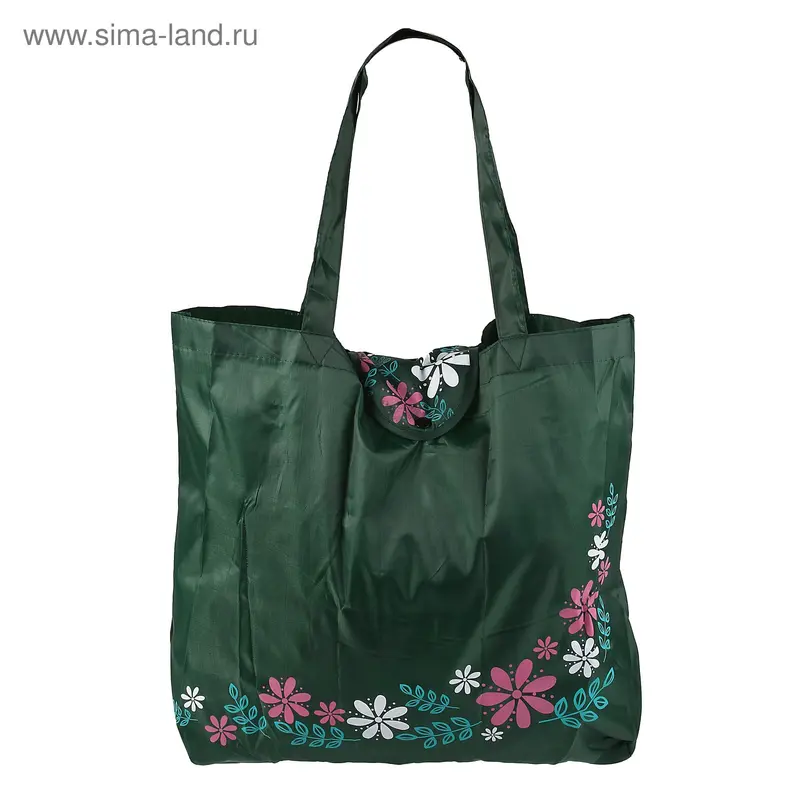 сумочка складная Цветочки 35*45*9-56см цв.зеленый